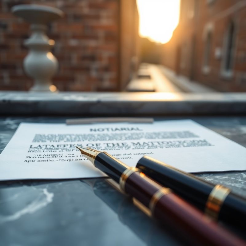 Dokument notarialny i pióro na marmurowej powierzchni